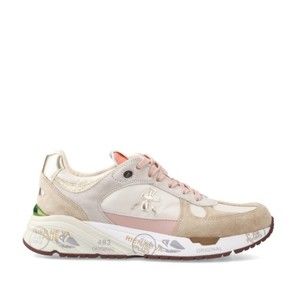 Premiata Beige Suede And Fabric With Pink Leather Details Mased Sneakers - NWT